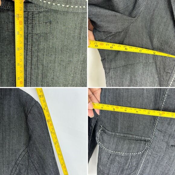 Denim Jacket BACCINI Womens Long Sleeve Buttoned Black Size M - Picture 10 of 16
